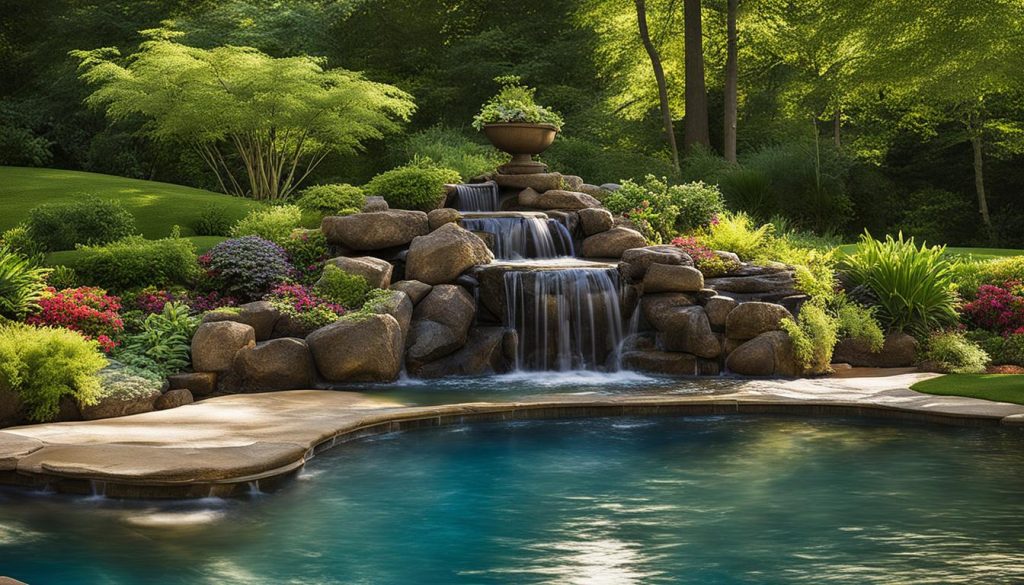 Pool water feature creating a relaxing ambiance