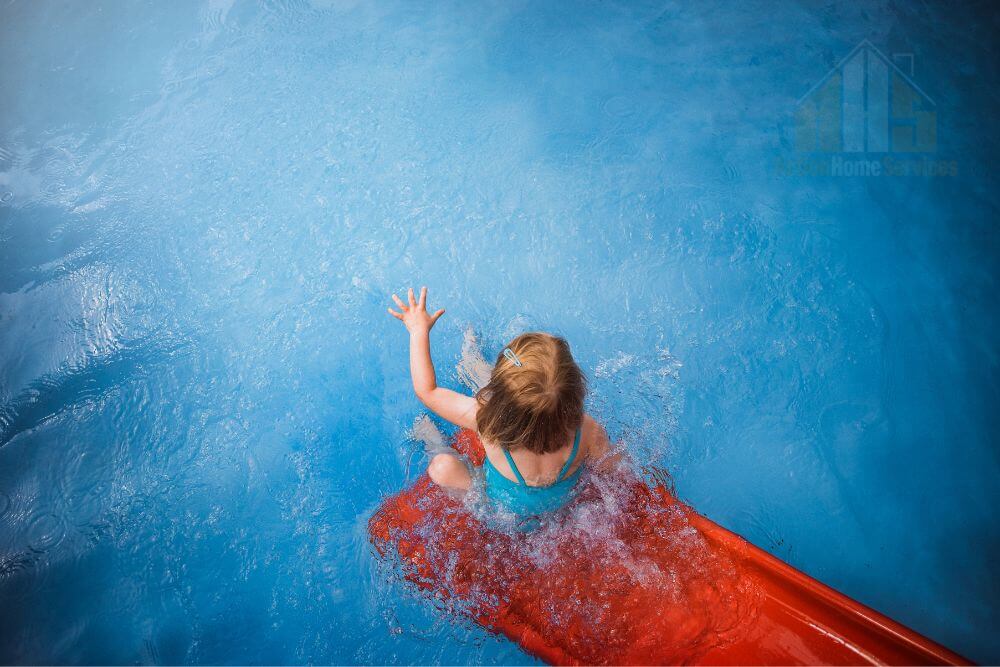 Pool water slides installation